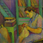 Lady knitting